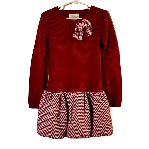 Hierloom's by Polly Flinders Girl's Red Sweater Dress Size L - Picture 1 of 7